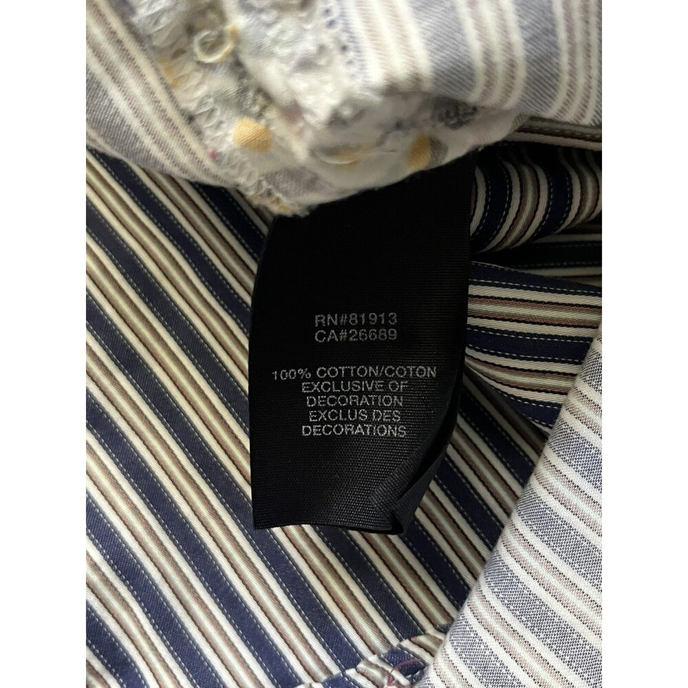 Robert Graham Striped Fleur de lis 46732 Flip Cuff Shirt Men’s Size Large L - Picture 7 of 13